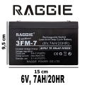 Акумулаторна батерия 6V 7Ah 20HR  RAGGIE батерия 6V 7AH/20HR Аку